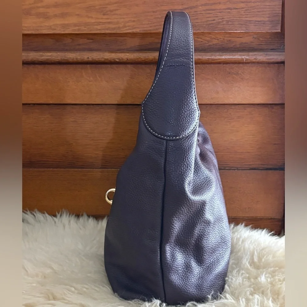 Dooney & Bourke Burgundy Pebble Leather Logo Lock Large Hobo Bag with COA